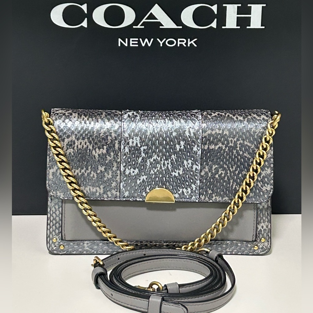 COACH Dreamer ColorBlock Snakeskin and Glovetanned Leather Convertible XBody - Picture 2 of 14